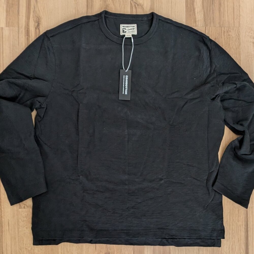 NWT Bearbottom Clothing Rugby Crew Long Sleeve Shirt Black XXL Heavyweight